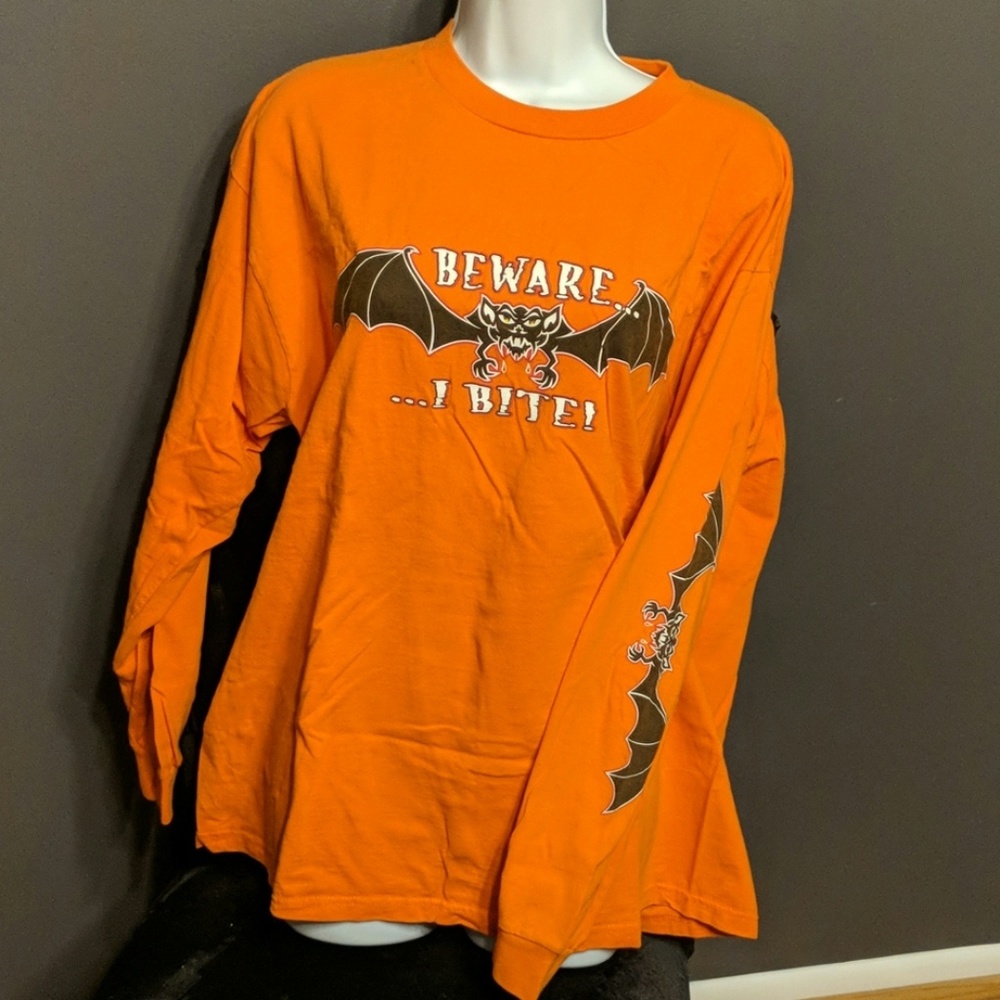 Orange Beware...I Bite! Bat long sleeved tee